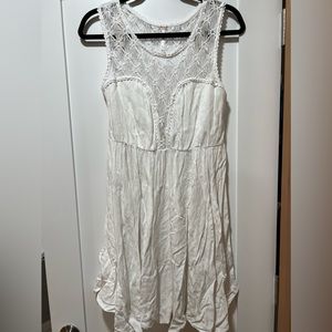 Free People White Lace/Flower Fabric Tank Dress size Medium
